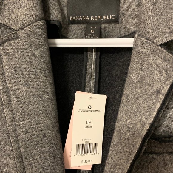 Banana Republic Dark Grey Wool-Blend Blazer (Size 6 Petite) - Picture 6 of 10